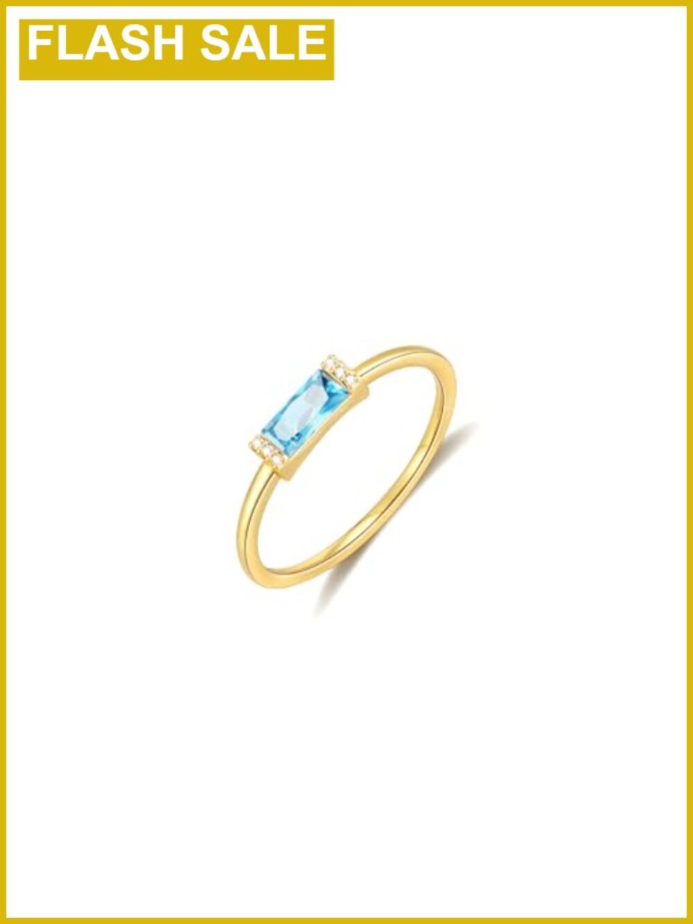 14K Gold Plated CZ Stackable Birthstone Ring for Women Size 8